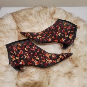 Red floral embroidery dior boots